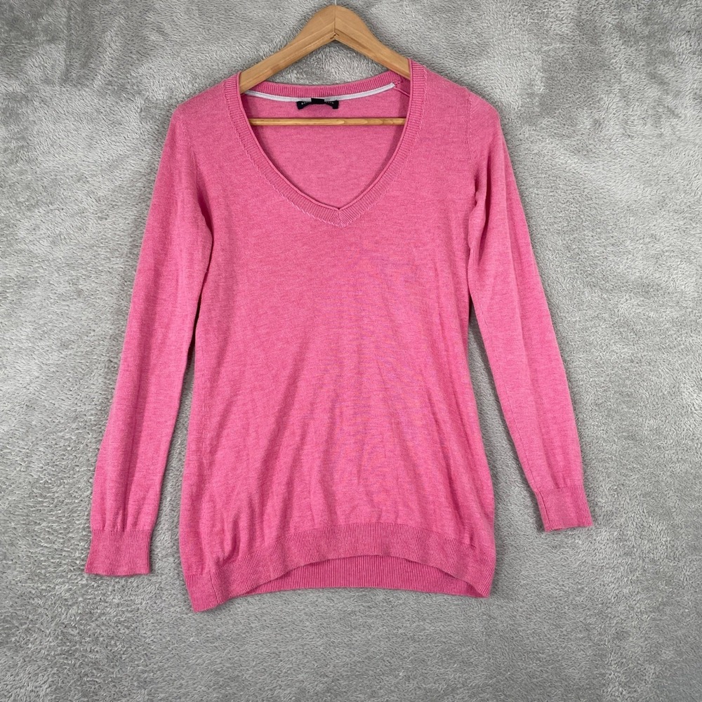 Banana Republic Sweater Womens Small Pink Silk Blend V Neck Lightweight Knit